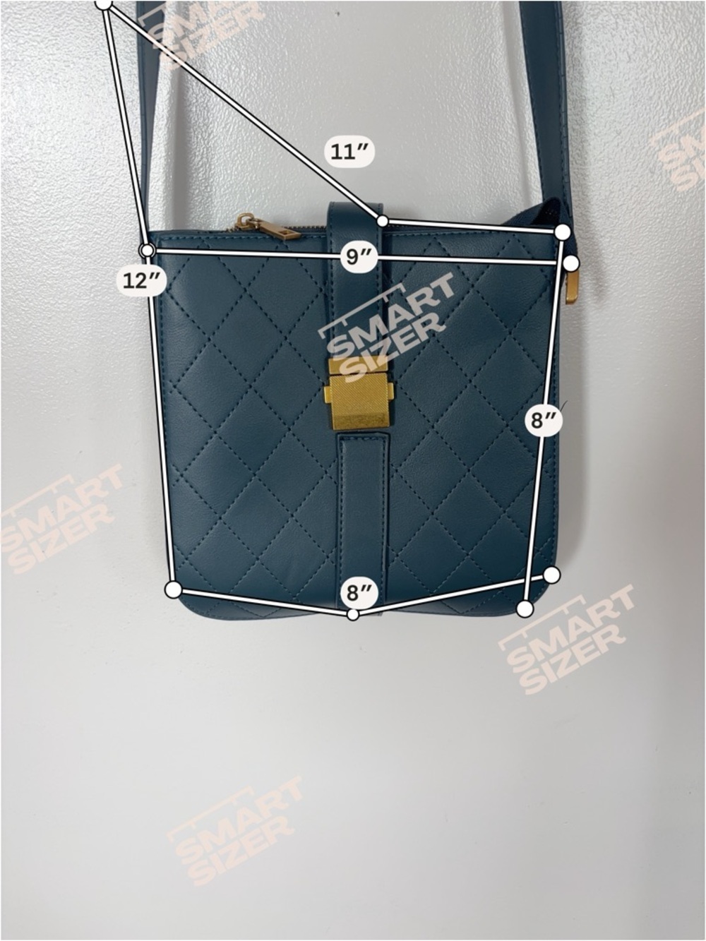 Massini Teal Quilted Leather Crossbody/Shoulder Bag - Picture 3 of 6